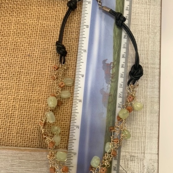 Leather and Lace, Jade and Italian Onyx Necklace - Picture 3 of 6